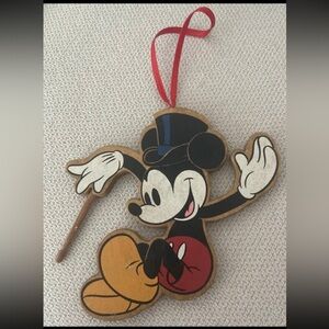 Vintage Disney's Mickey Mouse Wood Wooden Christmas Ornament